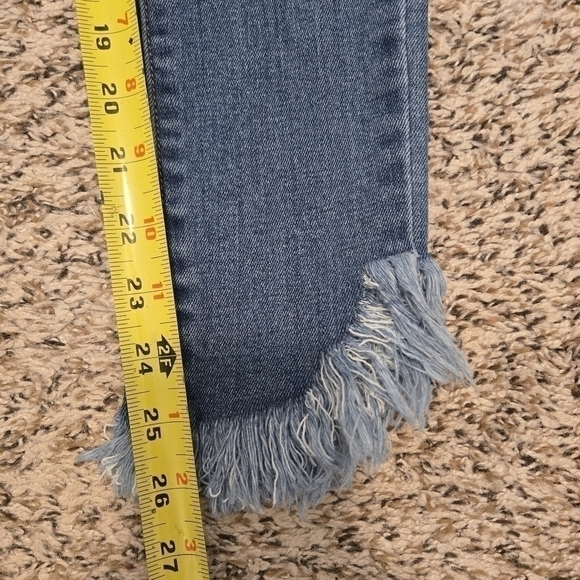 Just Black Denim Flex Waist Mid Rise Jeans with Fringe Ankles Hems Size 24 - Picture 11 of 15